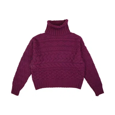 Gigi Knitwear Women's Red Cable Sweater In Burgundy