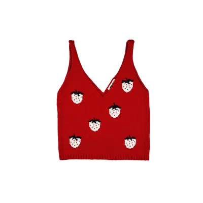 Gigi Knitwear Women's Strawberry Tanktop In Red