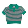 Gigi Knitwear Women's Stripe Polo Top In Green Multi In Green