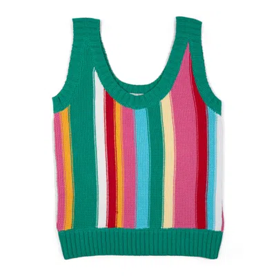 Gigi Knitwear Women's Vertical Stripe Tank Top In Multicolor In Green
