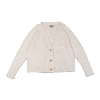 Gigi Knitwear Women's White Cable Cardigan In Ivory Gigi + Ophelia & Indigo