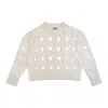 Gigi Knitwear Women's White Open Cable Sweater In Ivory In White