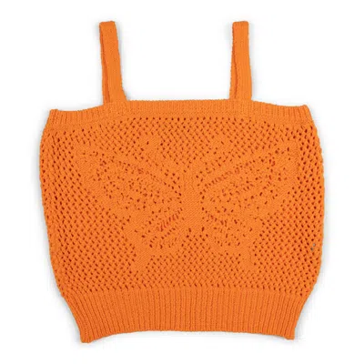Gigi Knitwear Women's Yellow / Orange Butterfly Cotton Knit Tank Top In Orange In Yellow/orange