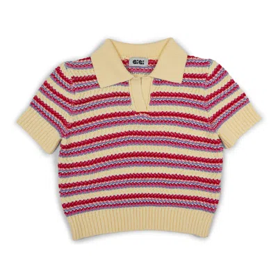Gigi Knitwear Women's Yellow / Orange Stripe Polo Top In Yelow Multi In Yellow/orange
