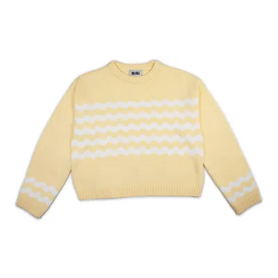 Gigi Knitwear Women's Yellow / Orange Wavy Stripe Cotton Sweater In Light Yellow In Yellow/orange