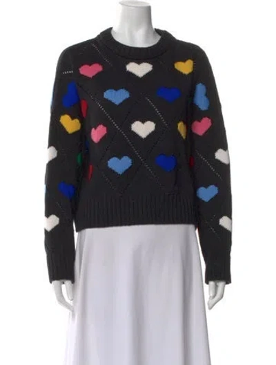 Pre-owned Gigi Merino Wool Graphic Print Sweater In Black