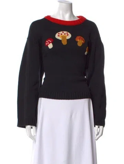 Pre-owned Gigi Merino Wool Graphic Print Sweater In Black