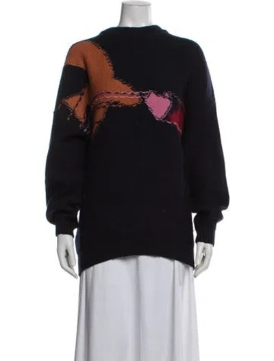 Pre-owned Gigi Merino Wool Graphic Print Sweater In Blue