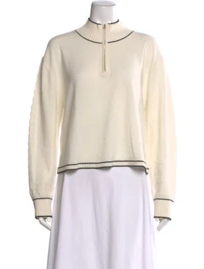 Pre-owned Gigi Merino Wool Mock Neck Sweater In Neutral