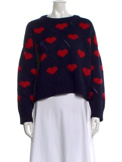 Pre-owned Gigi Merino Wool Printed Sweater In Blue