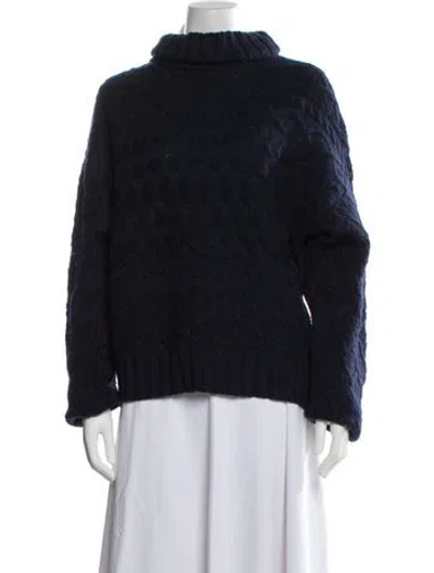 Pre-owned Gigi Merino Wool Turtleneck Sweater In Blue