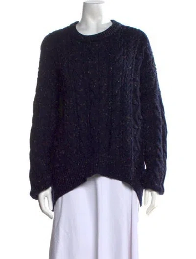 Pre-owned Gigi Merino Wool Tweed Pattern Sweater In Blue