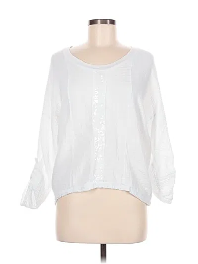 Pre-owned Gigi Moda 3/4 Sleeve Top White Square Neckline Tops