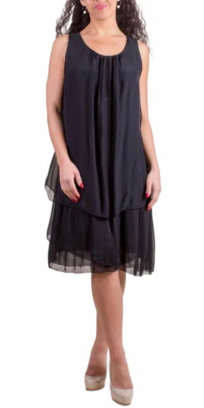 Gigi Moda Agata Silk Midi Dress In Black