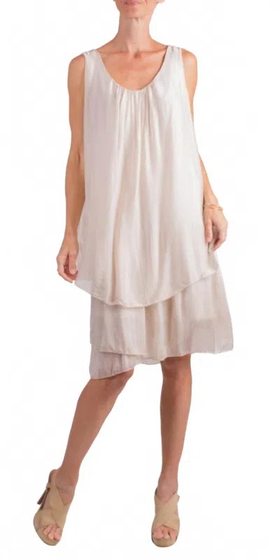 Gigi Moda Agata Silk Midi Dress In Cream In Gold