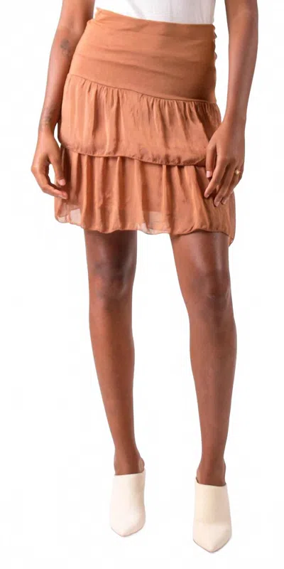 Gigi Moda Aida Short Tiered Mini Skirt In Rust In Brown