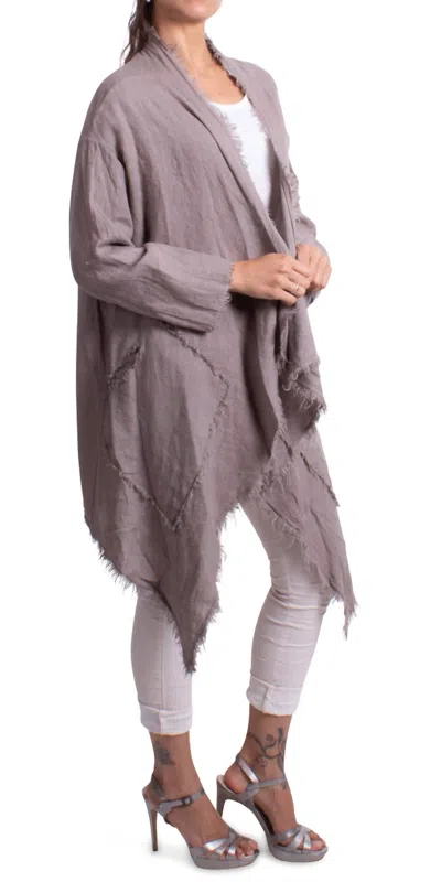 Gigi Moda Aisha Linen Cardigan In Taupe In Gray