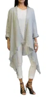 Gigi Moda Aisha Linen Long Sleeve Cardigan In Dove Gray In Multi