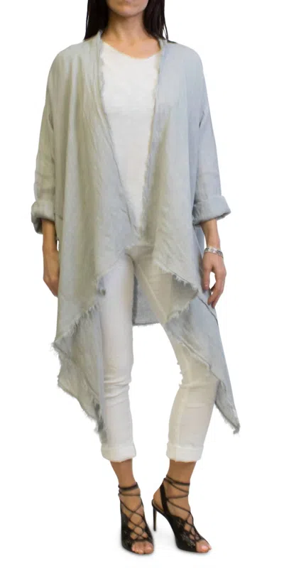 Gigi Moda Aisha Linen Long Sleeve Cardigan In Dove Gray In Multi