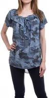 Gigi Moda Alba Camo Top In Blue In Blue