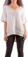 Gigi Moda Aldina Linen Top In Cream In White