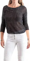 Gigi Moda Aliocha Sparkle Light Knit Top In Black In Gray