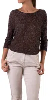 Gigi Moda Aliocha Sparkle Light Knit Top In Chocolate In Brown