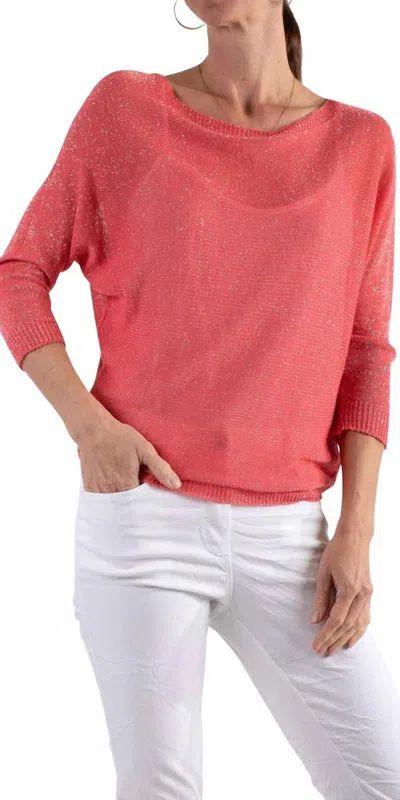 Gigi Moda Aliocha Sparkle Light Knit Top In Coral In Red