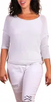 Gigi Moda Aliocha Sparkle Light Knit Top In White In White