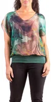 Gigi Moda Amante Tempesta Silk Top In Forrest Green In Multi