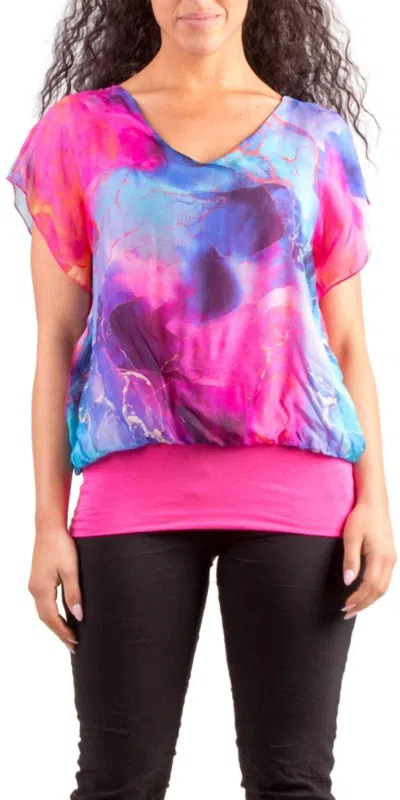 Gigi Moda Amante Tempesta Silk Top In Hot Pink In Multi