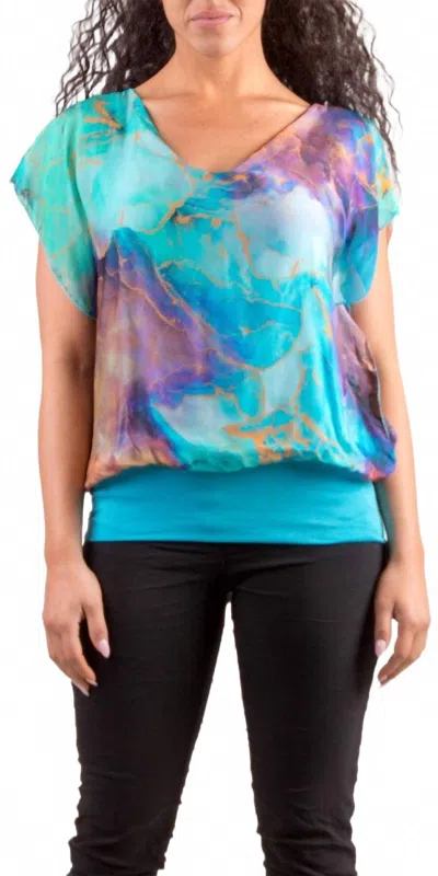 Gigi Moda Amante Tempesta Silk Top In Turquoise In Blue