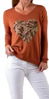 Gigi Moda Amore Forte Long Sleeve Sweater In Rust In Multi