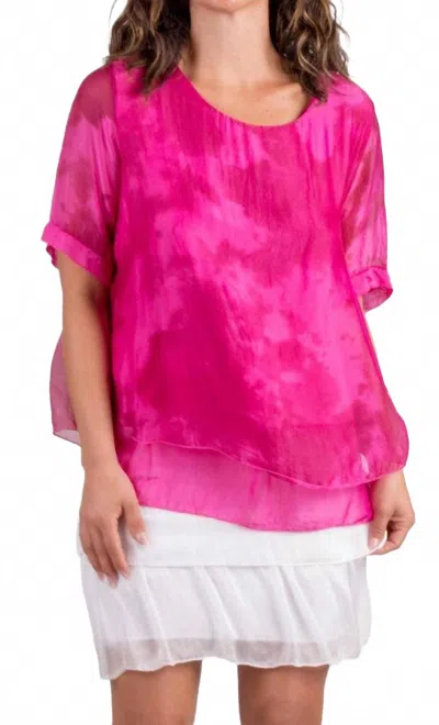 Gigi Moda Angel Watercolor Blouse In Hot Pink