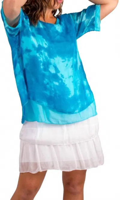 Gigi Moda Angel Watercolor Blouse In Turquoise In Blue
