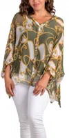 Gigi Moda Angelo Baroque Silk Blouse In Olive In Green
