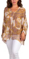 Gigi Moda Angelo Baroque Silk Blouse In Taupe In Brown