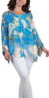 Gigi Moda Angelo Baroque Silk Blouse In Turquoise In Blue