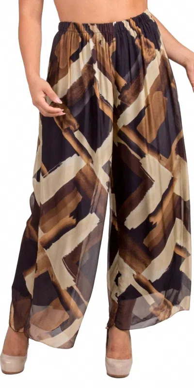 Gigi Moda Angelo Brushstroke Silk Pants In Black In Brown