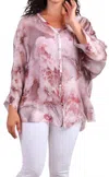 Gigi Moda Angelo Jungle Silk Blouse In Pink In Multi