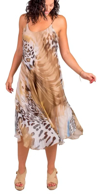 Gigi Moda Animal Print Miele Midi Dress In Beige In Brown