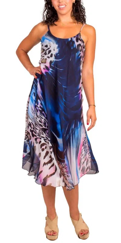 Gigi Moda Animal Print Miele Midi Dress In Navy In Multi