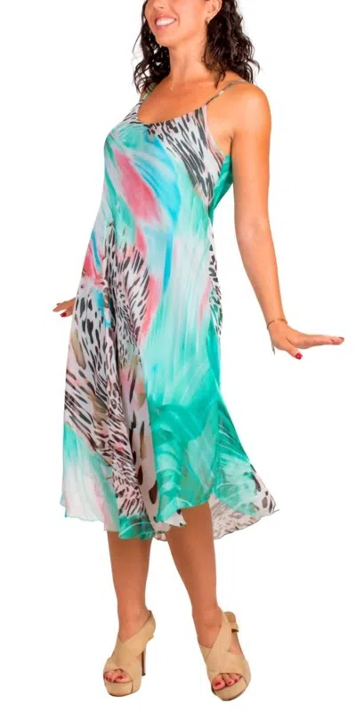 Gigi Moda Animal Print Miele Midi Dress In Turquoise In Blue