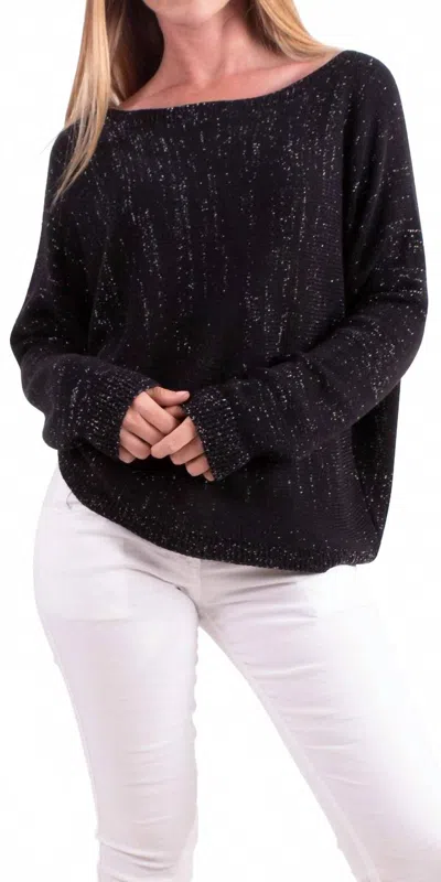 Gigi Moda Argento Long Sleeve Sweater In Black In Blue