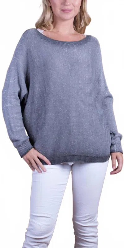 Gigi Moda Argento Long Sleeve Sweater In Gray In Blue