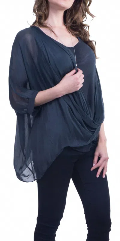 Gigi Moda Atila Scoop Neck Blouse In Charcoal In Blue