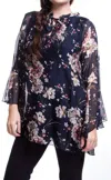 Gigi Moda Bailey Silk Blouse In Navy In Multi