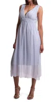 Gigi Moda Beatrice Silk Midi Dress In Baby Blue In White