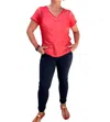 Gigi Moda Bella Vita V Neck T-shirt In Red In Red