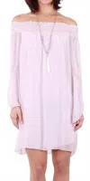 Gigi Moda Benedetta Long Sleeve Mini Dress In Pink In Pink